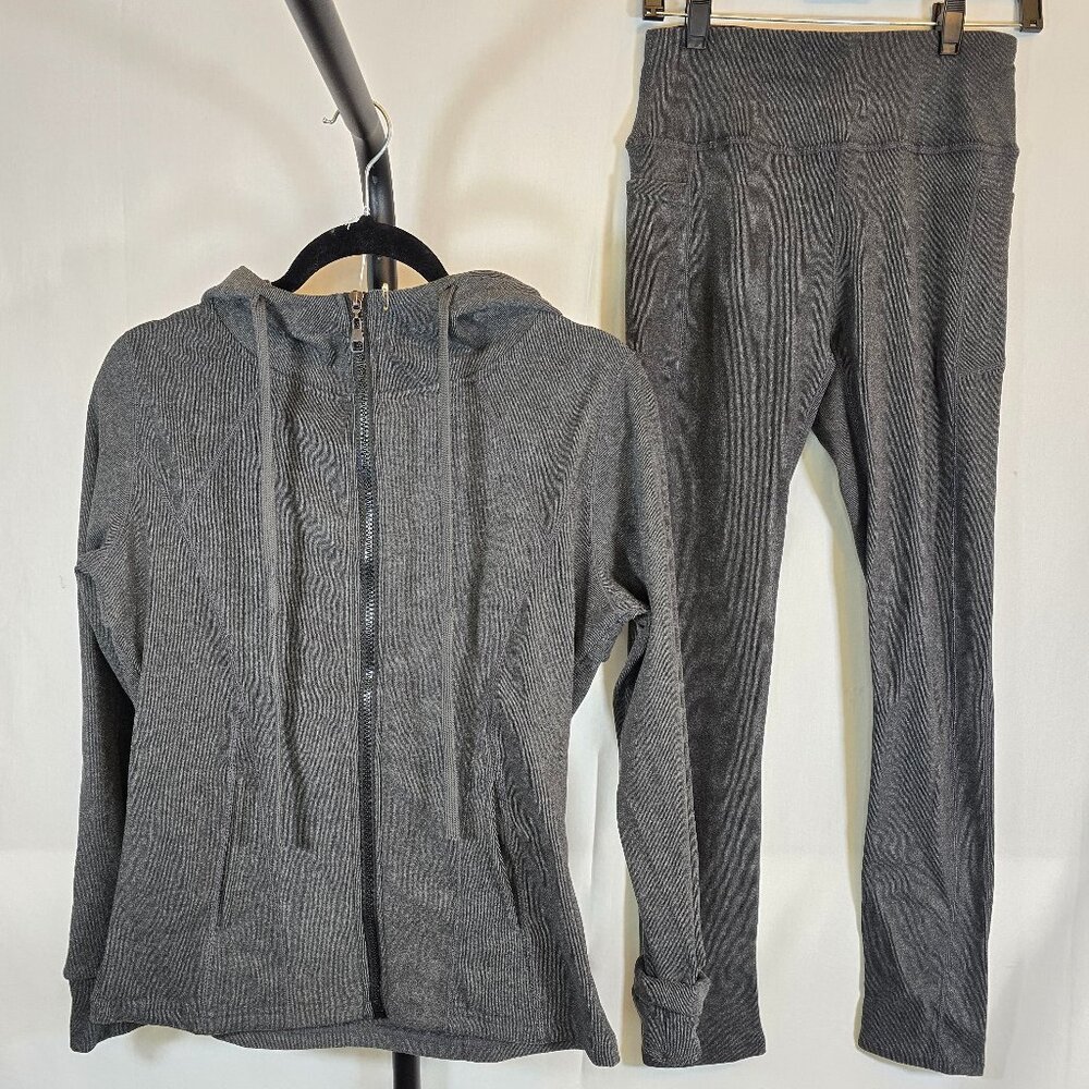 Gray Creamy Soft Hoodie with Zipper Pantsuit